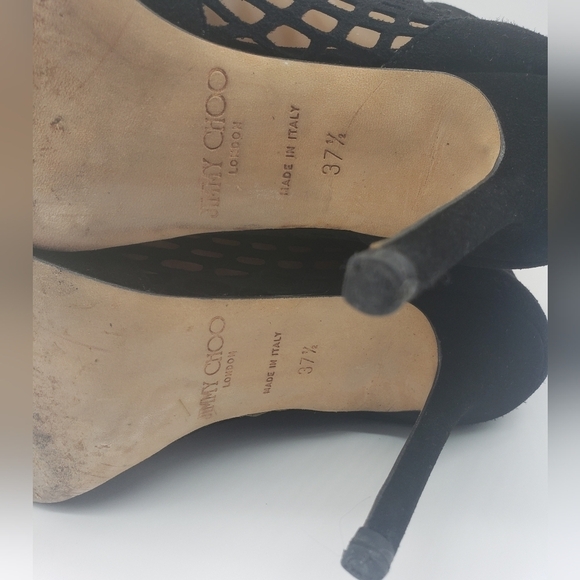 705- Jimmy Choo Women's Detroit Suede Peep Toe Open Bootie Made in Italy Sz 7.5 - Picture 9 of 13